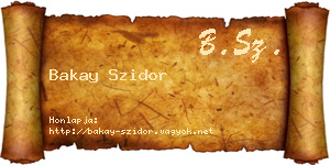 Bakay Szidor névjegykártya